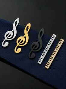 1pc Music Note & Piano Key Stainless Steel Tie Clip Suitable For Men's Tie Dressing - Tie Clip - View 12