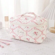 1/2/3pcs Bowknot Design Makeup Bags, Large Capacity Quilted Cosmetic Pouch, Sweet Student Style Handheld Toiletry Bag, Makeup Bag, Makeup Bags, Cosmetic Bag, Makeup Organiser, Travel, Makeup Pouch, Make Up Bags, Bags, Vanity Accessories, Small Makeup Bag, Makeup Pouch, Cosmetic Bag, Large Capacity, Large Makeup Bag, Christmas Gifts, Pouch, Travel, Gifts For Women, Women's Pouch, Clutch / Small Handbag, Makeup Organizer, Pouch, Brush Holder, Mini Pouch, Large Capacity Pouch,Gifts For Women,Christmas Gifts,Gift Ideas For Women - Pink - View 15