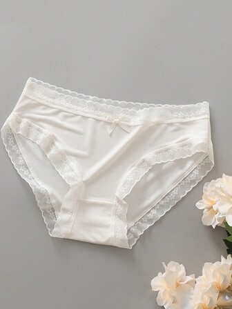 Set de 5 bragas de bikini de cintura media, transpirables y de seda, de colores aleatorios