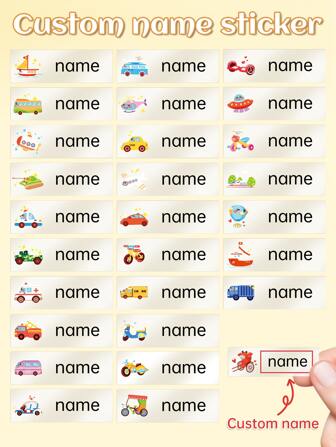 56pcs Custom Transparent Name Label Stickers, Cute Animals, Cartoon Car Personalized Waterproof Name Stickers, Strong Stickiness, Colorful Blank Name Stickers, Can Be Personalized Designed For Water Bottles, Lunch Boxes, Laptops, School Supplies, Camping, Cups, Suitable For School Offices, Home Clothing Mailing And Storage BoxesLarge Size (4.5cmx1.5cm/1.8inx0.6in) For Anniversaries, For Children's Day, For Birthdays School, Home,School Essentials,Multi-Functional, Ornamental,Reusable,Exquisite,Stylish,High-Quality,Colorful,Modern,Custom,Personalized,Unique,Ideal Gifts For Him,Ideal Gifts For Her,Boyfriend,Dad,Girlfriend,Mom,Family,Friends,Tea Room,Home,Garden,Office,For Anniversaries,For Valentine's Day,For Mother's Day,For Birthdays,For Father's Day,For Graduation,For Weddings,For Housewarming,Festive Calendar