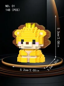 1pc Small Particle Forest Animal Series Building Blocks Toy, Micro Creative Cartoon Animal Model Assembly Toy, Includes Lion, Goat, Chicken, Elephant, Hamster, Penguin, Horse, Crocodile, Rhinoceros, Deer, Bear, Tiger And 12 Styles. Cute Mini Decorative Item, Suitable For Home, Party, Office Decor. Best Birthday Holiday Gift For Friends, Room Decoration. - Multicolor - View 21
