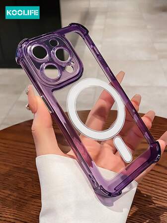 Koolife 1pc Four-Corner Anti-Fall Magnetic Absorption Transparent TPU+PC Shock-Proof Protective Case With Electroplated Independent Buttons, Compatible With Apple 17 ProMax/17/17 Pro/17 Air/16/16 Pro/16 Plus/16 Promax/11/12/12 Pro/12 Promax/13/13 Pro/13 Promax/14/14 Plus/14 Pro/14 Promax/15/15 Pro/15 Plus/15 Promax