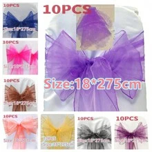 10pcs Violet Organza Chair Back Decoration Belt With Bowknots, 18cm Wide 275cm Long, DIY Bow Shapes; Glass Organza Chair Back Cloth For Festival Party Decoration, Great For Outdoor Canopy, Wedding, Graduation Ceremony, Background Decoration, Opening Ceremony, Interactive Party Atmosphere, Gift Packaging Decoration, Colored Ribbon - Multicolor - View 12