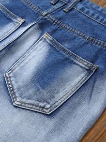 Jeans slim fit a gamba dritta con effetto invecchiato e patchwork, di stile europeo e americano, per uomo