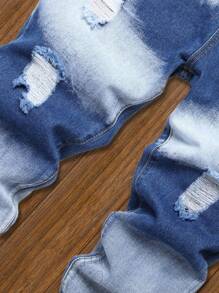 Jeans slim fit a gamba dritta con effetto invecchiato e patchwork, di stile europeo e americano, per uomo