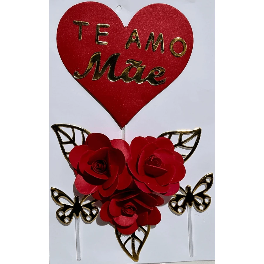 Cake Toppers - TE AMO MAMÁ ROJA - Ver 1
