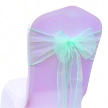 10pcs Violet Organza Chair Back Decoration Belt With Bowknots, 18cm Wide 275cm Long, DIY Bow Shapes; Glass Organza Chair Back Cloth For Festival Party Decoration, Great For Outdoor Canopy, Wedding, Graduation Ceremony, Background Decoration, Opening Ceremony, Interactive Party Atmosphere, Gift Packaging Decoration, Colored Ribbon - Multicolor - View 27