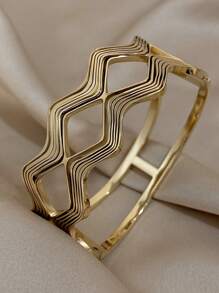 1 Pc Luxury Ancient Greek Bangle Bracelets For Women Teen Girls Stylish Stackable Stainless Steel Cuff Bracelet Daily Party Jewelry Christmas Gifts - Multicolor - View 12