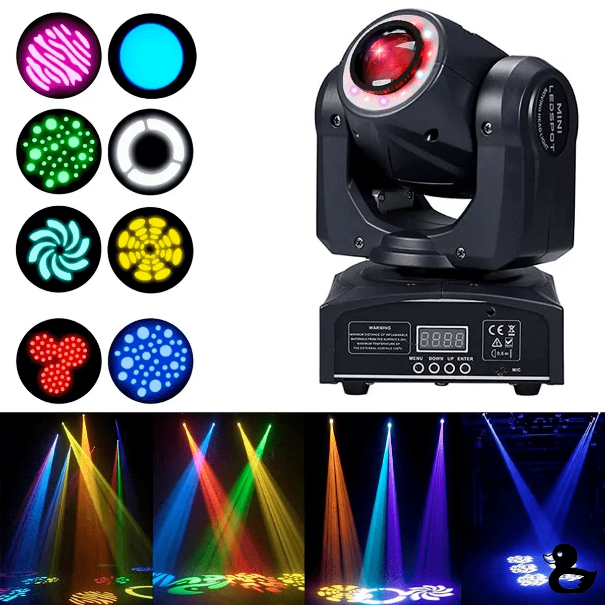 Cabeza Movil Led 60w Luces De Escenario Gobos Multicolor,Cabeza Movil Led 60w Dmx Alta Velocidad Gobos Multicolor Luz de escenario LED cabeza móvil Foowei A-YTD001 110V luces color rgbw - Negro - Ver 1
