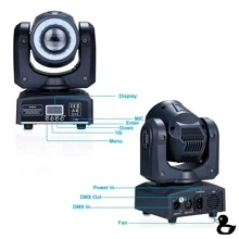 Cabeza Movil Led 60w Luces De Escenario Gobos Multicolor,Cabeza Movil Led 60w Dmx Alta Velocidad Gobos Multicolor Luz de escenario LED cabeza móvil Foowei A-YTD001 110V luces color rgbw - Negro - Ver 3