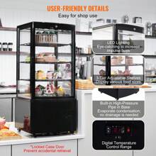 Refrigerated Display Case, 3 Cu.Ft./85L Countertop Pastry Display Case, 3-Tier Commercial Display Refrigerator With LED Lighting, TURBO Cooling, Frost-Free Air-Cooling, Locked Door For Bakery - US A Type Plug(110-127V) - View 5
