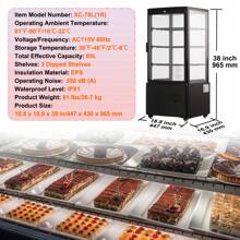 Refrigerated Display Case, 3 Cu.Ft./85L Countertop Pastry Display Case, 3-Tier Commercial Display Refrigerator With LED Lighting, TURBO Cooling, Frost-Free Air-Cooling, Locked Door For Bakery - US A Type Plug(110-127V) - View 7