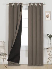 BONZER 具有黑色內襯的卧室隔熱遮光窗簾，降噪扣眼窗簾2片 - 多色/多規格 - 查看 3