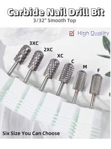 1个3/32英寸光滑顶大圆顶指甲钻头美甲工具热硬质合金指甲钻头电动硬凝胶去除钨钢指甲钻头 - 彩色 - 查看 1