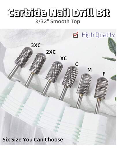 1pc 3/32" Smooth Top Large Rounded Top Bit Nail Drill Bits Manicure Tools Hot Carbide Nail Bit Electric Hard Gel Removal Tungsten Nail Drill Bit