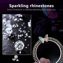 Funkelnder Ring Emblem Kfz-Zubehör - Strass Kristall Ring für Autotasten und Knöpfe, Start-Knopf, Zündschlüssel und Knauf Ring für Frauen