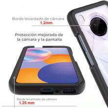 Funda Compatible con Huawei Xiaom modelos P30 LITE Y9A Y9s Y9 2019/Y8s Y9 PRIME 2019 NOVA 9se HONOR Xiaom Note Redmi Case Transparente Rigida Anti Shock 2 en 1 Uso Rudo Anti Golpes - Negro - Ver 2