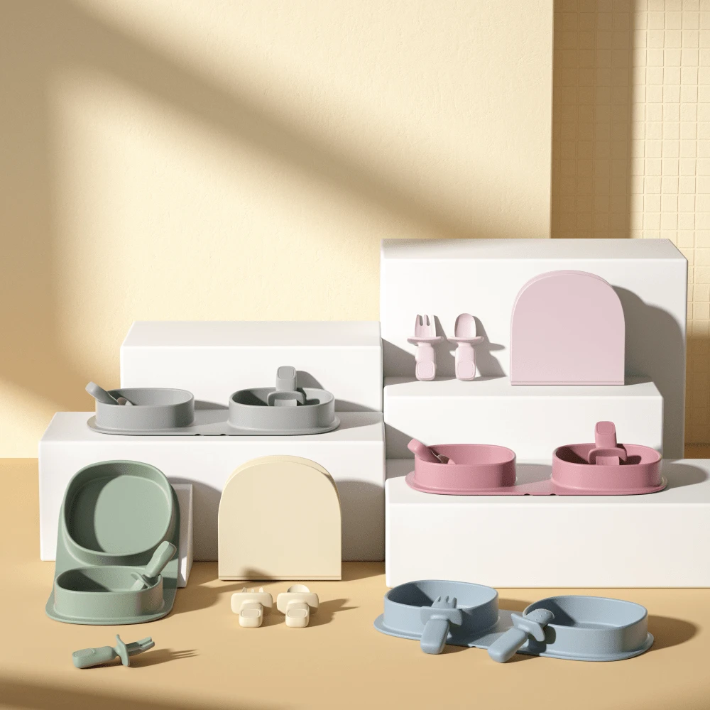 1 Bộ đồ ăn cho bé bằng silicon có thể gấp lại, chịu nhiệt và an toàn với máy rửa chén, tiện lợi khi đi du lịch và tụ họp gia đình - Nhiều màu - Xem 1