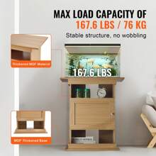 Aquarium Stand, 20 Gallon Fish Tank Stand, 25.2 X 15.7 X 28.3 In MDF Turtle Tank Stand, 167.6 Lbs Load Capacity, Reptile Tank Stand With Storage, Cabinet And Hardware Kit, Basswood Color - 薑色 - 查看 2