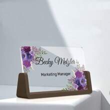 1 件办公桌铭牌个性化 - 优雅的办公桌定制铭牌 - 独特设计亚克力办公桌铭牌，带胡桃木/山毛榉木底座，是送给女士办公桌的理想礼物，多功能、装饰性、可重复使用，精致、时尚、可爱、高品质、色彩鲜艳、现代定制、个性化、独特的理想礼物 - Style-G - 查看 4
