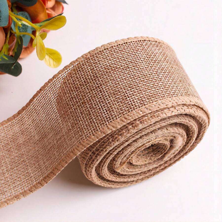 5cm Width X 6m Length Linen-Look Fabric Roll, Rustic Vintage Style ...