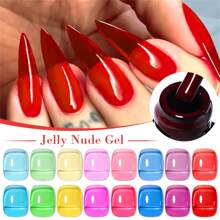 MEET ACROSS 6pcs Crystal Jelly Glass Gel Nail Polish Set, 7ml Semi-Transparent Candy Color Gel Nail Polish Set, Semi-Permanent Mixed Nail Polish, Glass Candy Series Jelly Gel Nail Polish, Removable UV/LED Nail Gel Manicure Set, Nail Art Supplies, Home Salon Gift, For Women - 彩色 - 查看 2