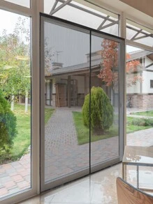 Cortina de malla para puerta con imanes, puerta con pantalla apta para mascotas, cierre magnético - La malla con imán de la puerta evita insectos, malla magnética de insectos para puerta de garaje individual con fondo magnético ponderado para garaje de coche, patio, porche