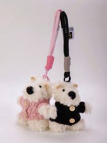 1 con búp bê nhồi bông dễ thương hình động vật hoạt hình West Highland White Terrier DIY móc khóa cho phụ nữ và các cặp đôi, đồ trang trí túi kẹo INS, phụ kiện ô tô và gia đình, đạo cụ chụp ảnh, quà tặng lễ hội - Nhiều màu - Xem 3