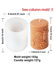 3D Relief Bienen Zylindische Kerzen Silikon Form DIY Waben Säule Aromatherapie Kerzen Gips Herstellung Werkzeug Handgemachtes Geschenk Dekoration - Weiss - Übersicht 6