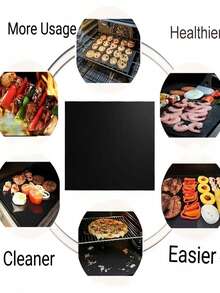 1入組不粘烤箱墊-重型，可重複使用且耐高溫-適用於電烤箱、瓦斯烤爐和渡假烹飪-不含BPA和PFOA，容易清潔，是派對和烤肉用品的理想禮物 - 黑色 - 查看 3