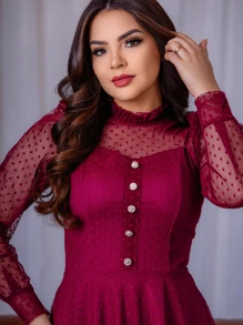 Women Midi Dresses - 紅木色 - 查看 2