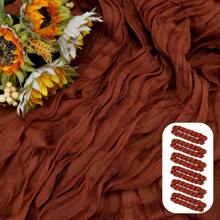 Brown Cheese Cloth Tablecloth, 1/3/6pcs Bohemian Gauze Tablecloth For Bridal Decoration, 90x300cm Rustic Style Wedding Birthday Party Decor - Multicolor - View 59