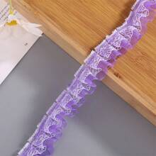 5m Colored Double Layer Pleated Lace Chiffon Lace Trim, 2.5cm Wide Clothing Accessory For DIY, Curtains, Skirts, Etc.