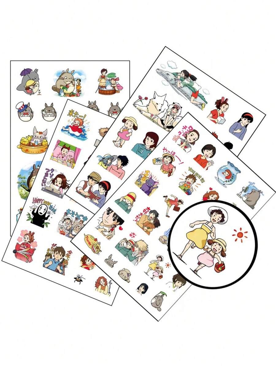 4入組/套宮崎駿貼紙、日本卡通手機、電腦貼紙、相簿、日記、筆記本裝飾、透明PVC貼紙 - 彩色 - 查看 1