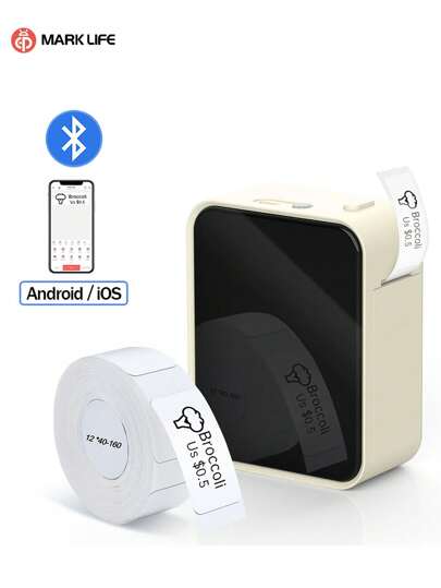  Marklife P15 Mini Impresora de etiquetas inalámbrica térmica portátil para etiquetas autoadhesivas, máquina de etiquetado para nombres. adecuada para hogar, escuela, cocina y señalización de oficina, IOS+Android.