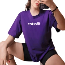 Camiseta ''Crossfit'' Modinha Treino Academia Fitness Box Confortável Linda Estilosa Versátil Minimalista - Roxo - Visão 1