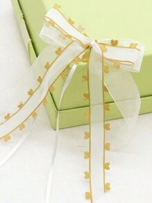 6pcs White Lace Bow Ribbon, For Diy Gift Wrapping, Wedding Car Decoration, Chair Sash, Home Decor, Etc. - Multicolor - View 8