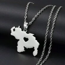 1pc Map Pendant Necklaces Stainless Steel Jewelry Jewellery
