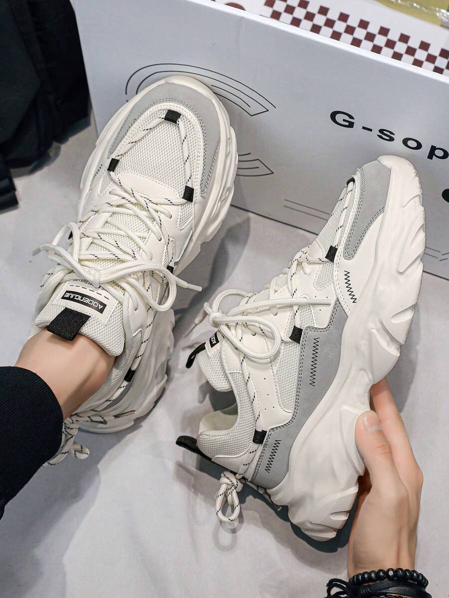 Zapatillas de deporte deportivas de verano para hombre con diseño de parches y cordones como regalo del Día del Padre, zapatillas bajas cómodas para deportes, zapatos transpirables de malla para la vida cotidiana