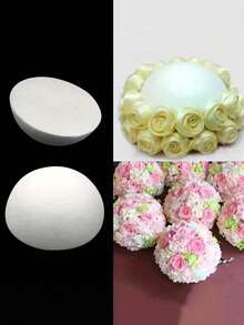 1入組7.6英吋/5.8英吋白色實心泡沫半球，手工DIY花藝裝飾、婚禮裝飾、蛋糕模具
