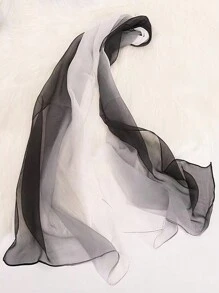 1條190*70cm黑白灰長款雪紡純色女士圍巾，披肩頭巾 - 黑與白 - 查看 4