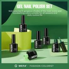 MEFA Green Gel Nail Polish, 6 Colors Green Glitter Nail Polish Gel Dark Avocado Sage Green Evergreen Sparkle Gel Polish Set Soak Off Nail Art DIY Salon Manicure Nail Art Holiday Gifts For Women - màu xanh lá - Xem 8