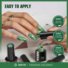 MEFA Green Gel Nail Polish, 6 Colors Green Glitter Nail Polish Gel Dark Avocado Sage Green Evergreen Sparkle Gel Polish Set Soak Off Nail Art DIY Salon Manicure Nail Art Holiday Gifts For Women - màu xanh lá - Xem 5