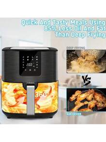 KitCook Large Air Fryer, 1500W 7QT AirFryer Cooker, Adjustable Temperature 100-400°F, 8 Presets Menu, Digital Touch Screen, Nonstick Basket, Hot Frying Pot Stainless Steel Air Fryers(Recipes/Skewers Included) - 查看 5