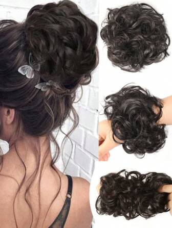 Synthetic Curly Hair Bun With Rubber Band Black Brown Donut Updo Hairpiece For Messy Chignon And Stylish Look Hair Accessories Hair Scrunchies Extension