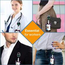 ID Badge Holder With Breakaway Lanyard, Fashionable Lanyards For ID Badges Cute Badge Reel Retractable, ID Card Holder Keychain Name Badge Clip, Nurse Teacher Gifts,School Supplies,Back To School - Black - View 6