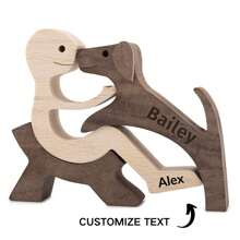 1pc Customized Handmade Wooden Decorative Sculptures, Customized Names, Personalized Men And Dog Statues For Home Wooden Decoration, Personalized Creative Home Decoration Gifts, Birthday And Holiday Gifts, Sculpture Collection Gifts, Valentine Day, Valentine Day Decor Graduation,Christmas Gift Supplies - Style 3-man and Dog - View 5