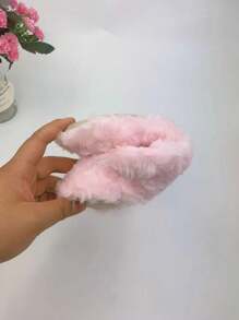 Women Tie-Dye Rose Embossed Rabbit Fur Bowknot Ballerina Slippers, Soft Bottom Indoor House Slippers