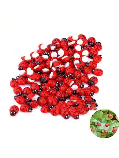 100 piezas de mariquitas, abejas y decoraciones de paisaje para musgo, macetas de suculentas, decoraciones de insectos de madera para manualidades, accesorios DIY, autoadhesivos