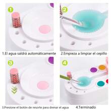 1pc Limpiador de pinceles de pintura, enjuagador de pinceles de acuarela con limpiador de desagüe, taza de enjuague de pinceles de pintura, dispensador de agua para pintura al óleo, limpiador de pinceles de pintura para acrílico y pintura a base de agua, suministros y herramientas para manualidades - Rosa - Ver 5